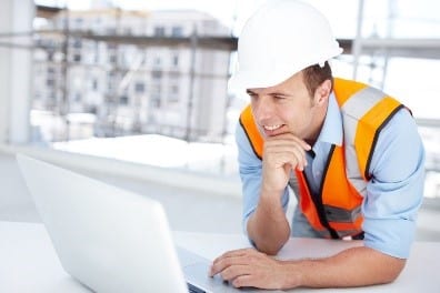 worker using laptop