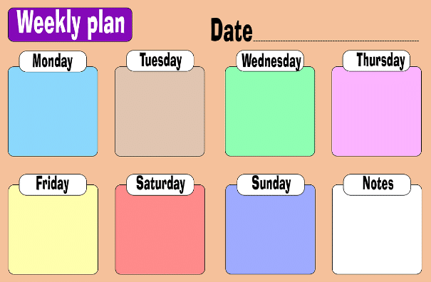 weekly planning calendar